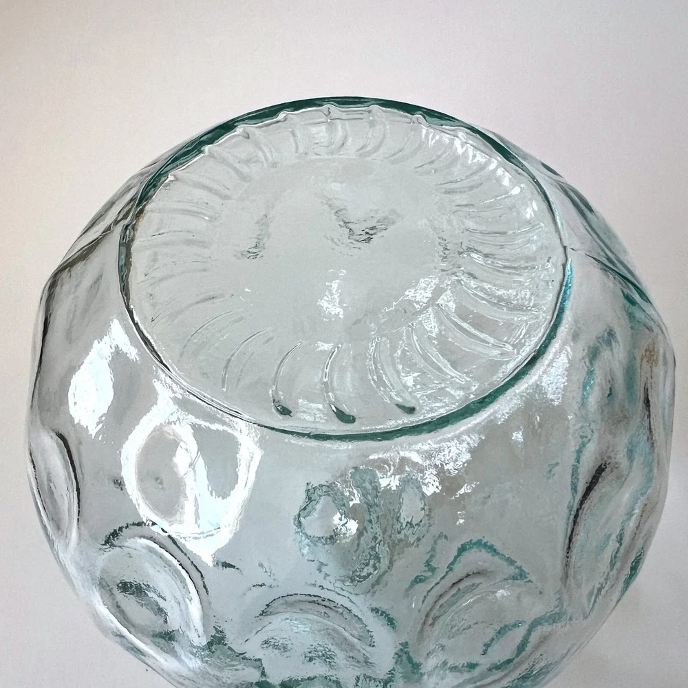 Vintage Aqua Bubble Glass Vase Round Optic Dot Bud Vase Hand Blown Style 7